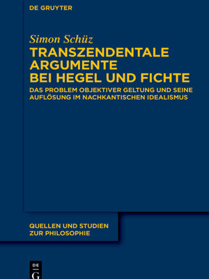 cover image of Transzendentale Argumente bei Hegel und Fichte